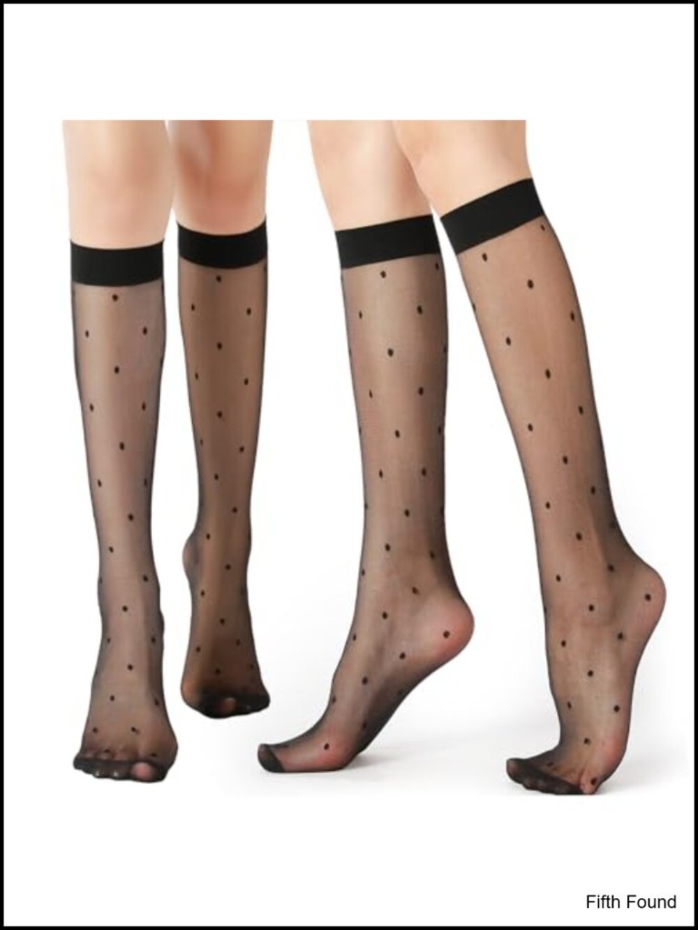 4 Pairs Patterned Knee High Pantyhose 30D Nylon Reinforced Toe Sheer Hosiery